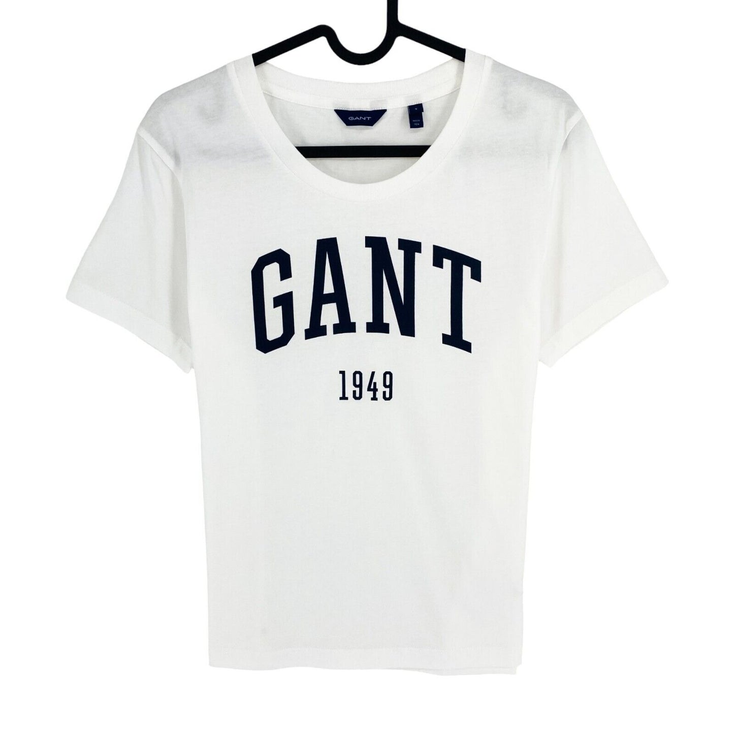 GANT Women White Logo Crew Neck SS T Shirt Size S