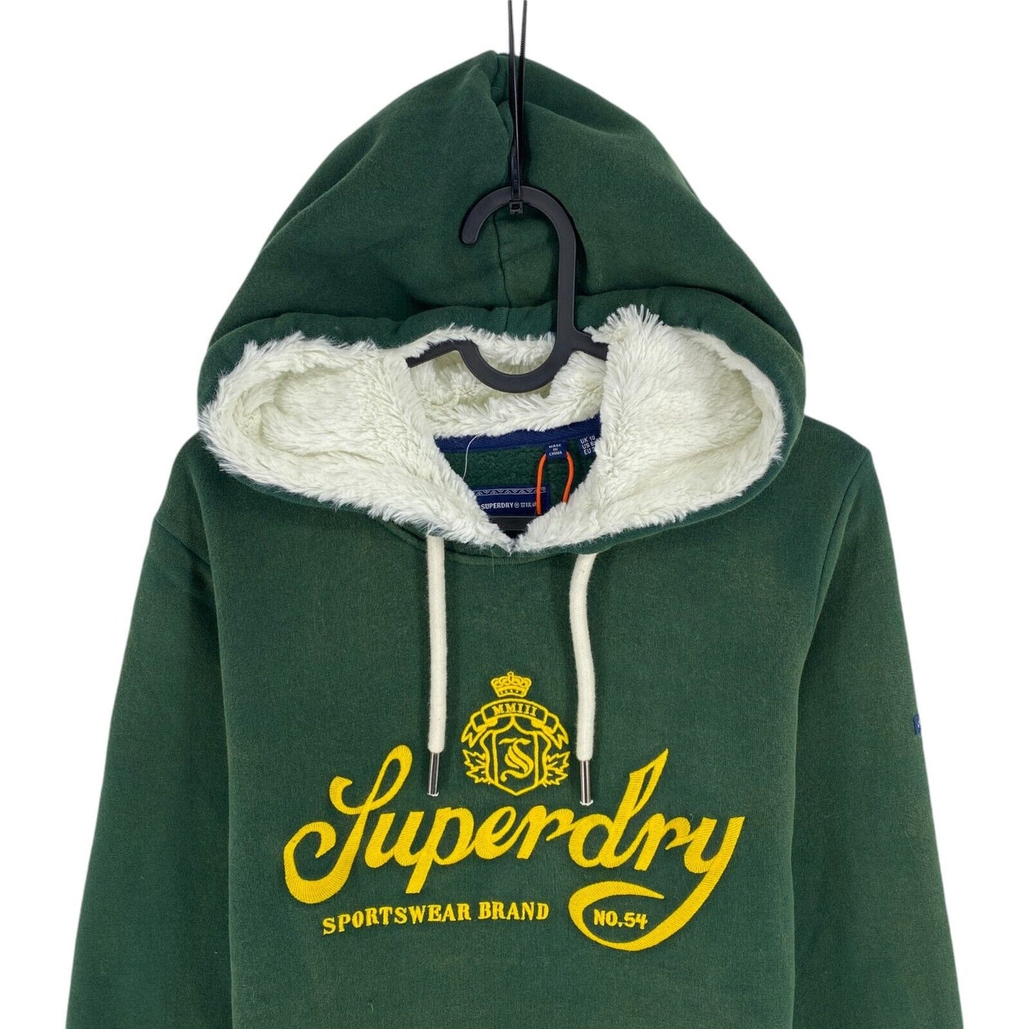 Superdry Women Dark Green Logo Hoodie Jumper Sweater Size EU 38 UK 10 US 6