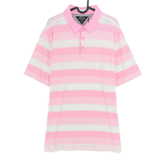 Adidas Adipure Golf Pink Striped Polo Shirt Size M