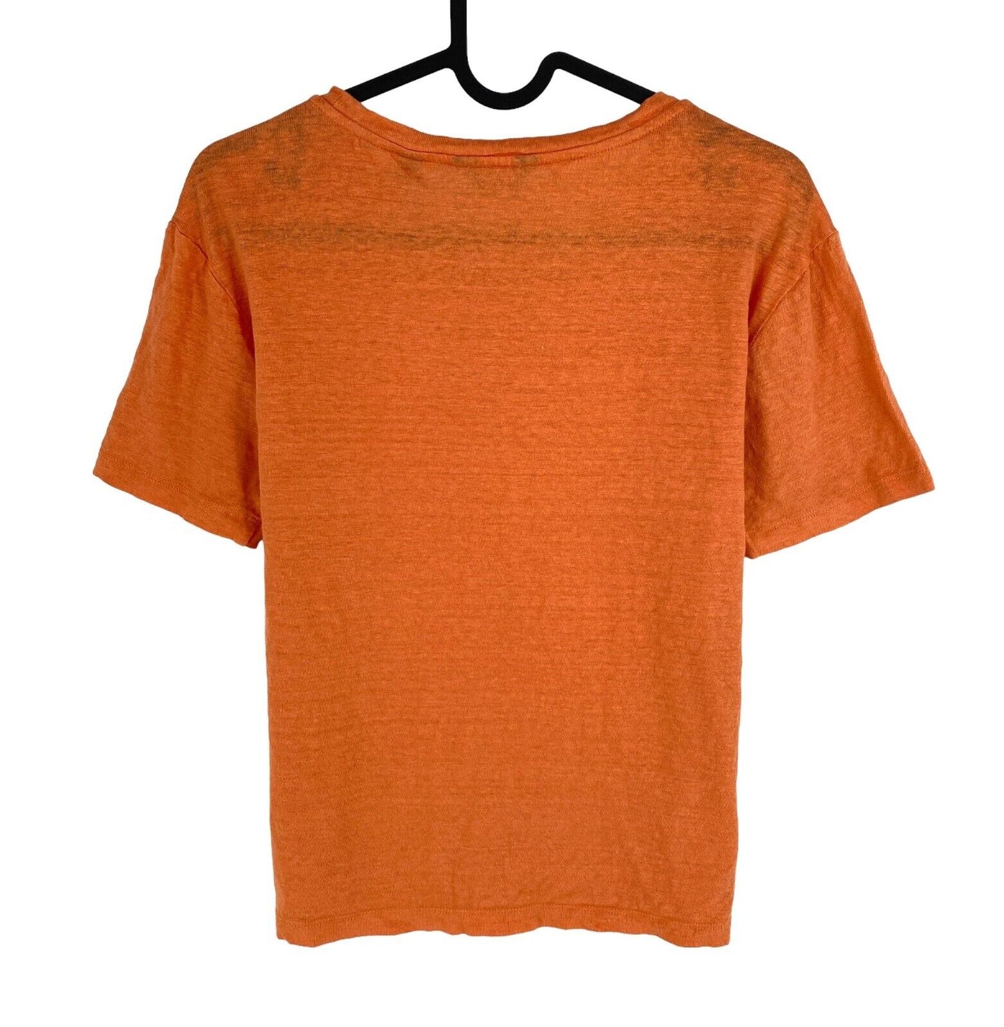 GANT Women Orange Linen Crew Neck T Shirt Size XS