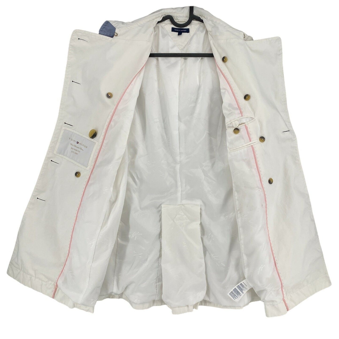 TOMMY HILFIGER White 100% Cotton Trench Coat Size M