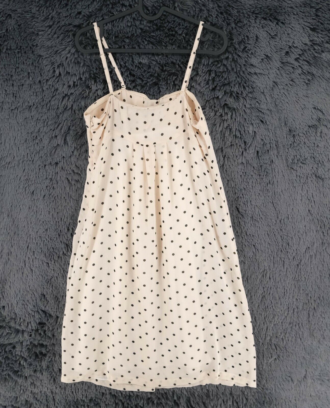 FAIRLY Beige Sleeveless Sweetheart Dot Pleated A Line Dress Size 44