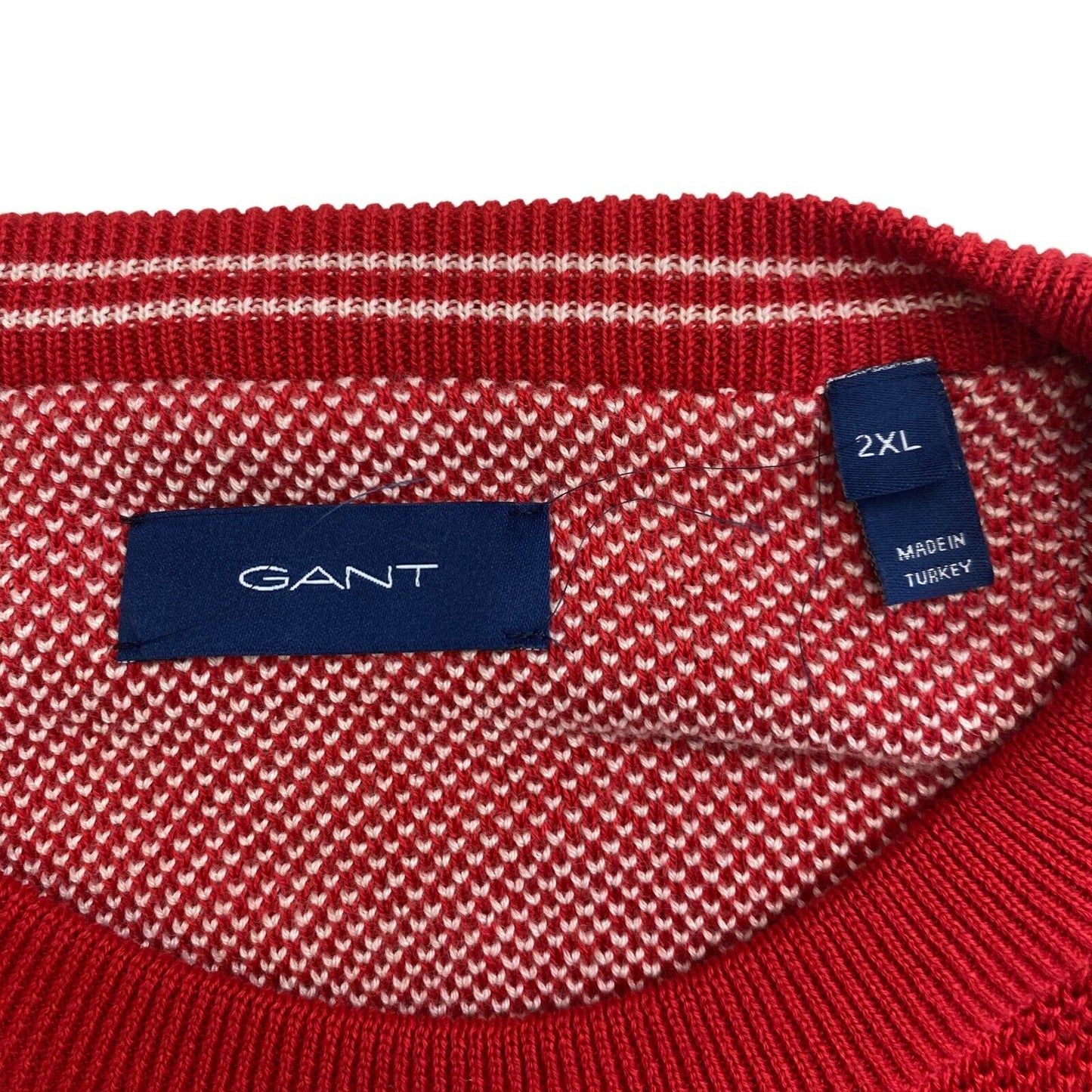 GANT Red Pique Crew Neck Sweater Pullover Size 2XL XXL