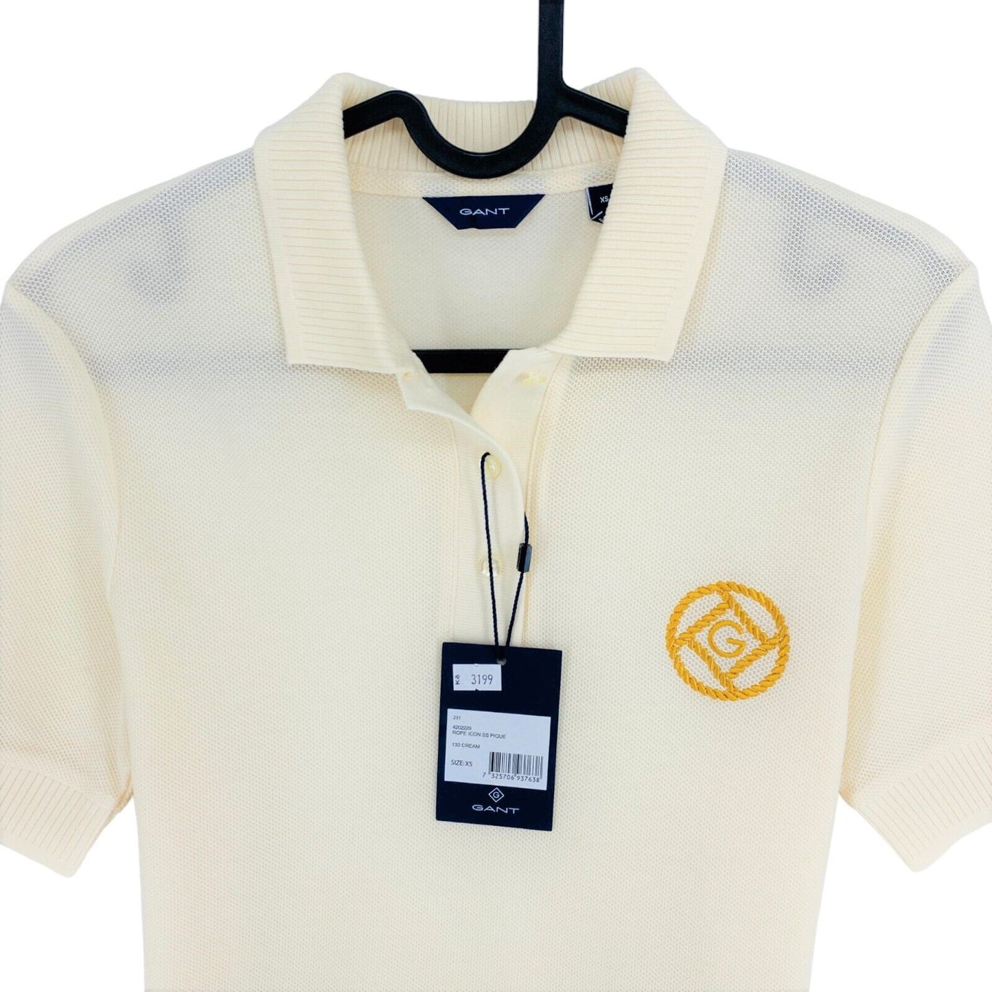 GANT Beige Rope Icon Pique Polo Shirt Size XS