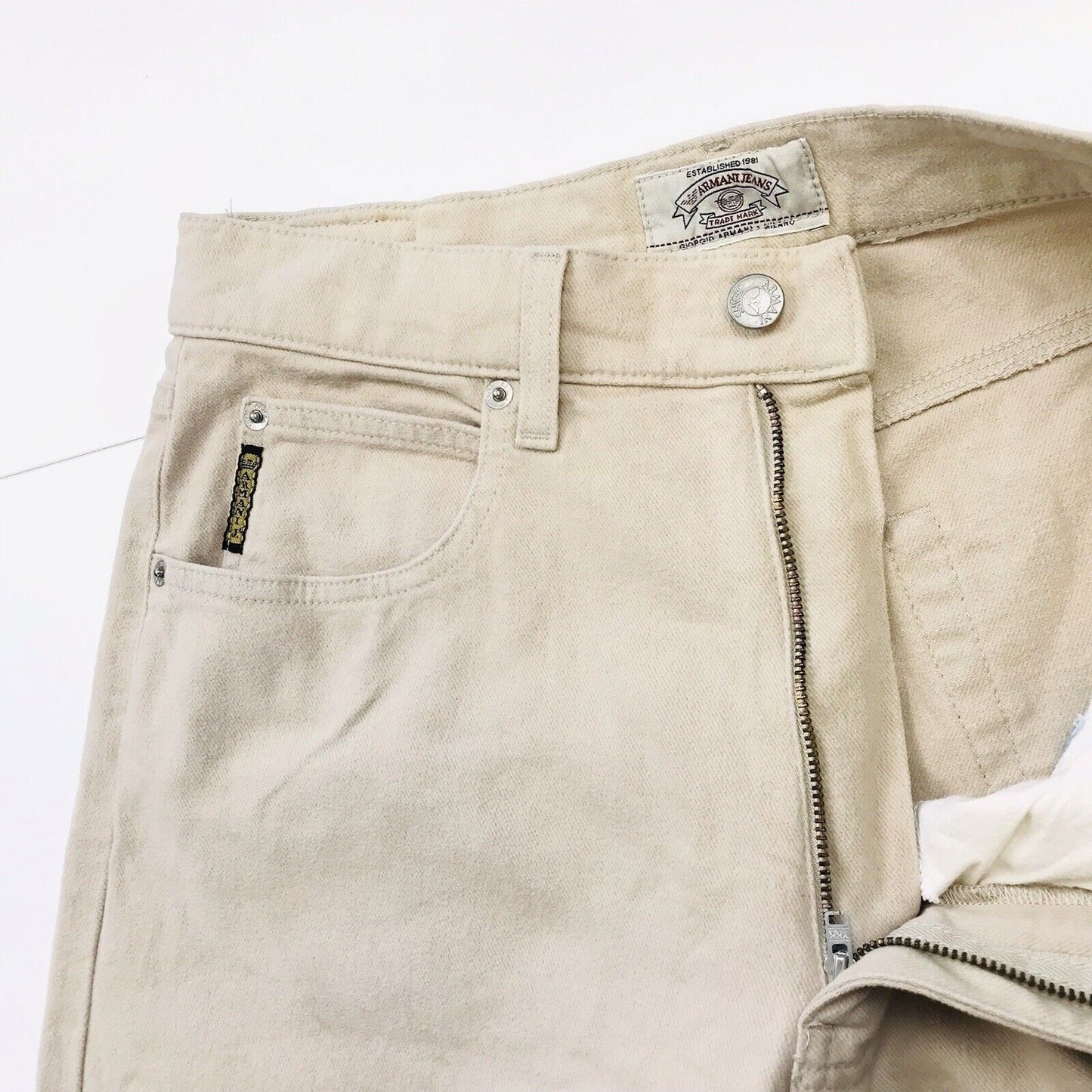 ARMANI JEANS Beige Regular Straight Fit Pants Trousers W31 L28 Made in Italy