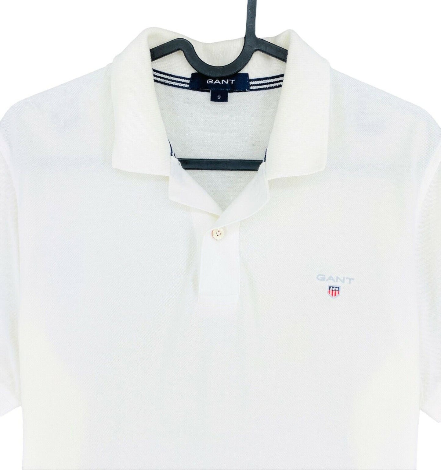 GANT White Pique Rugger Polo Shirt Size S