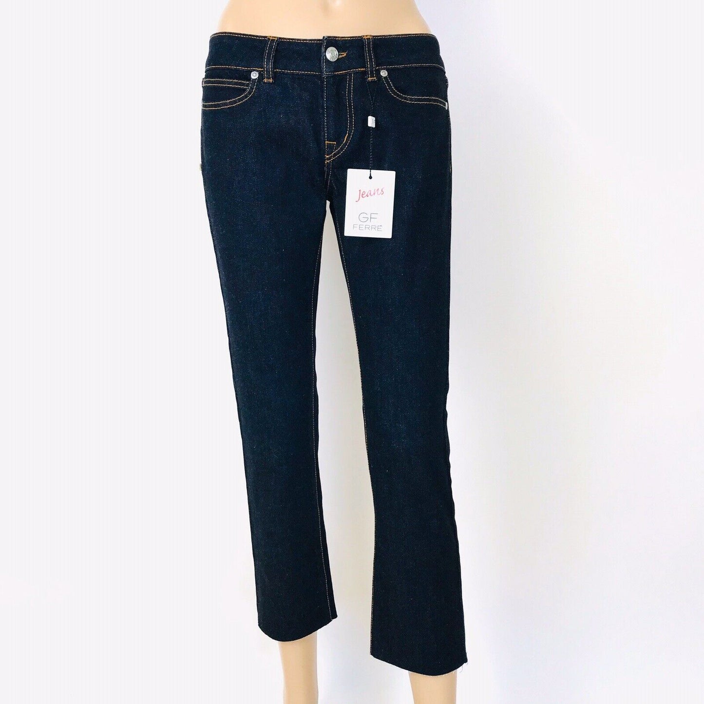 Gianfranco GF Ferre Jeans Cropped Straight Dark Blue Jeans Size W26 / IT40 / UK8