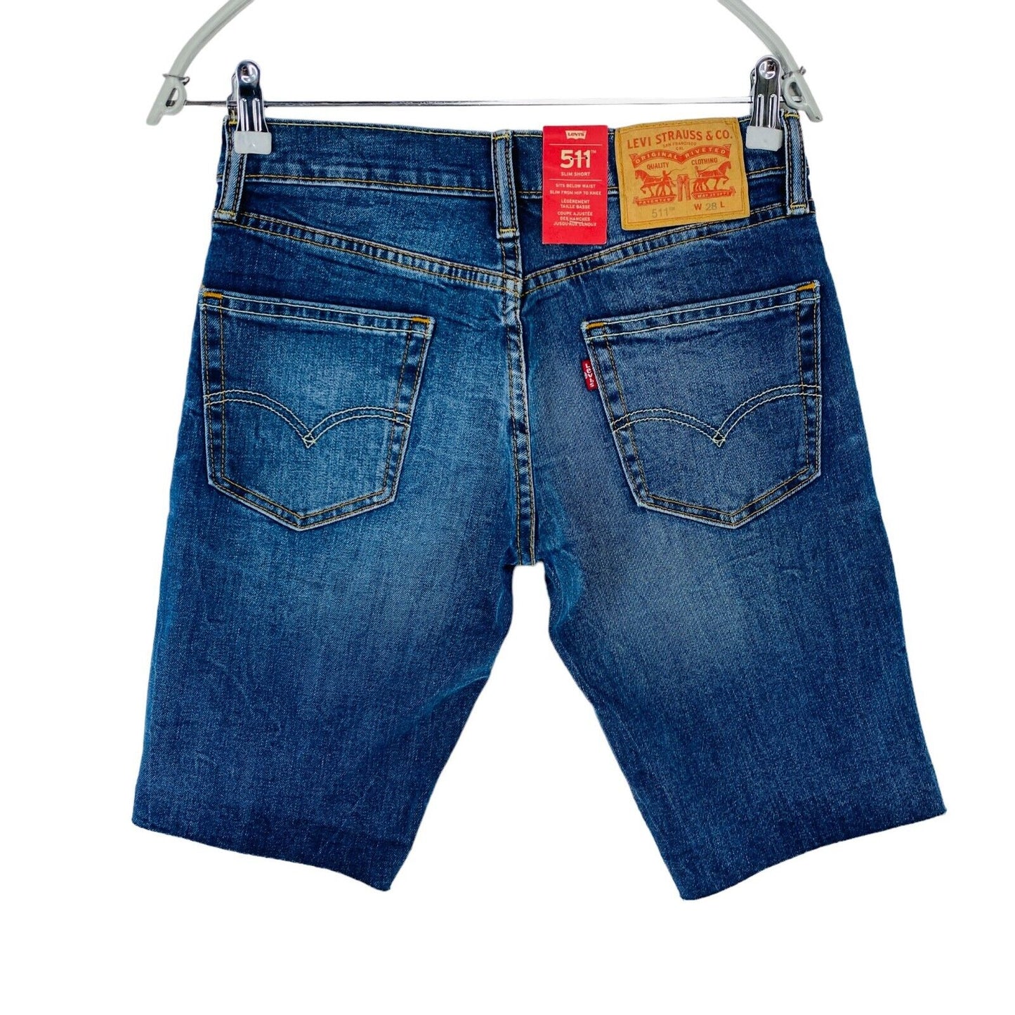 Levi's 511 Mens Blue Stretch Slim Fit Denim Shorts W28