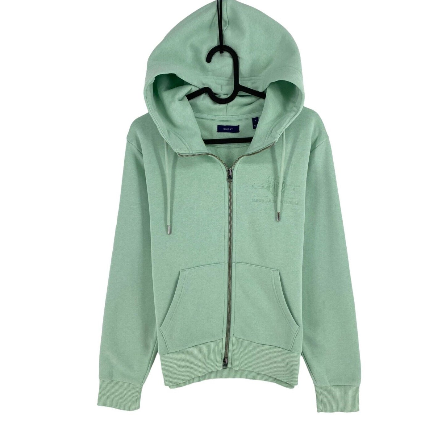 GANT Minty Green Tonal Shield Full Zip Hoodie Pullover Sweater Size S