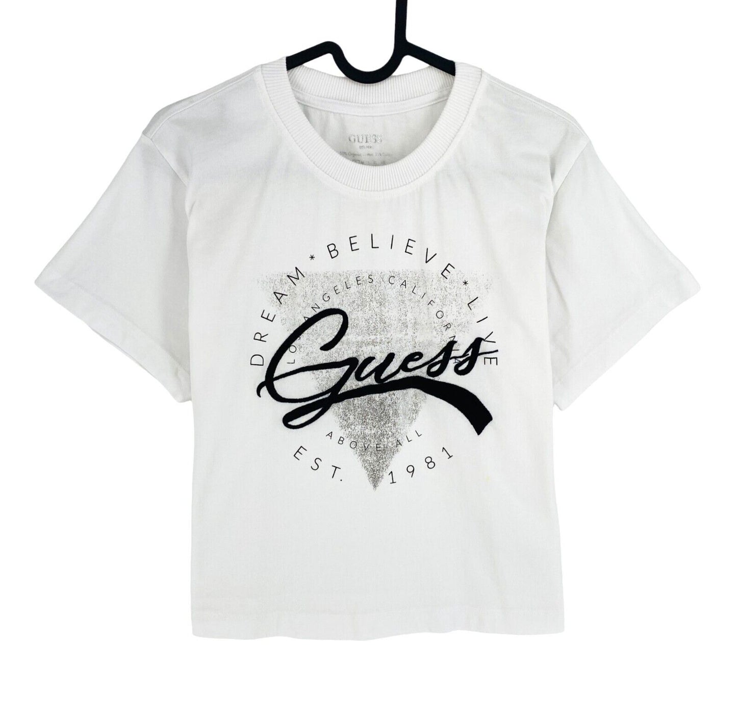 GUESS Women White Logo Crew Neck SS T Shirt Size S