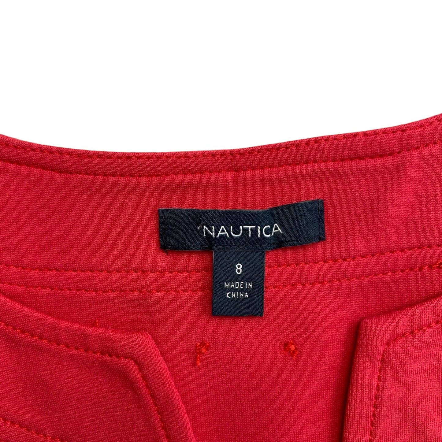 NAUTICA Red Short Sleeves Flared Dress Size 8 / M