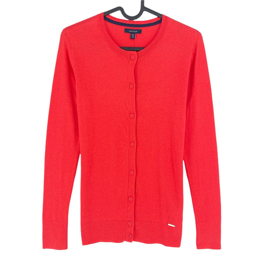 NAUTICA Red Crew Neck Cotton Blend Cardigan Sweater Size 2XS