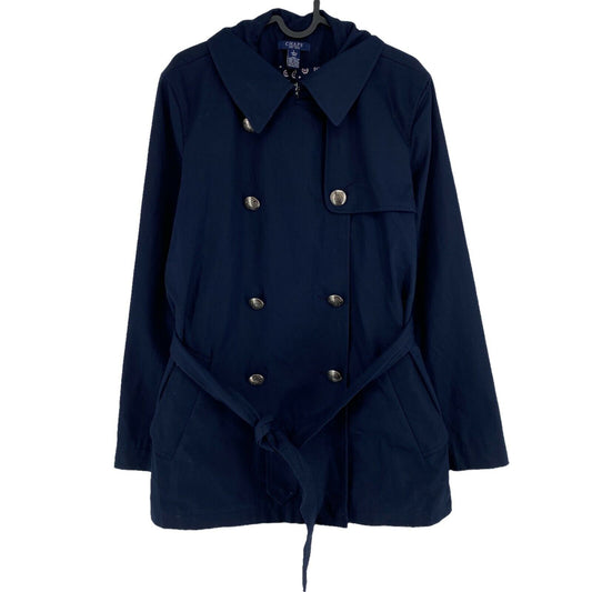 CHAPS Navy Blue 100% Cotton Trench Coat Size L