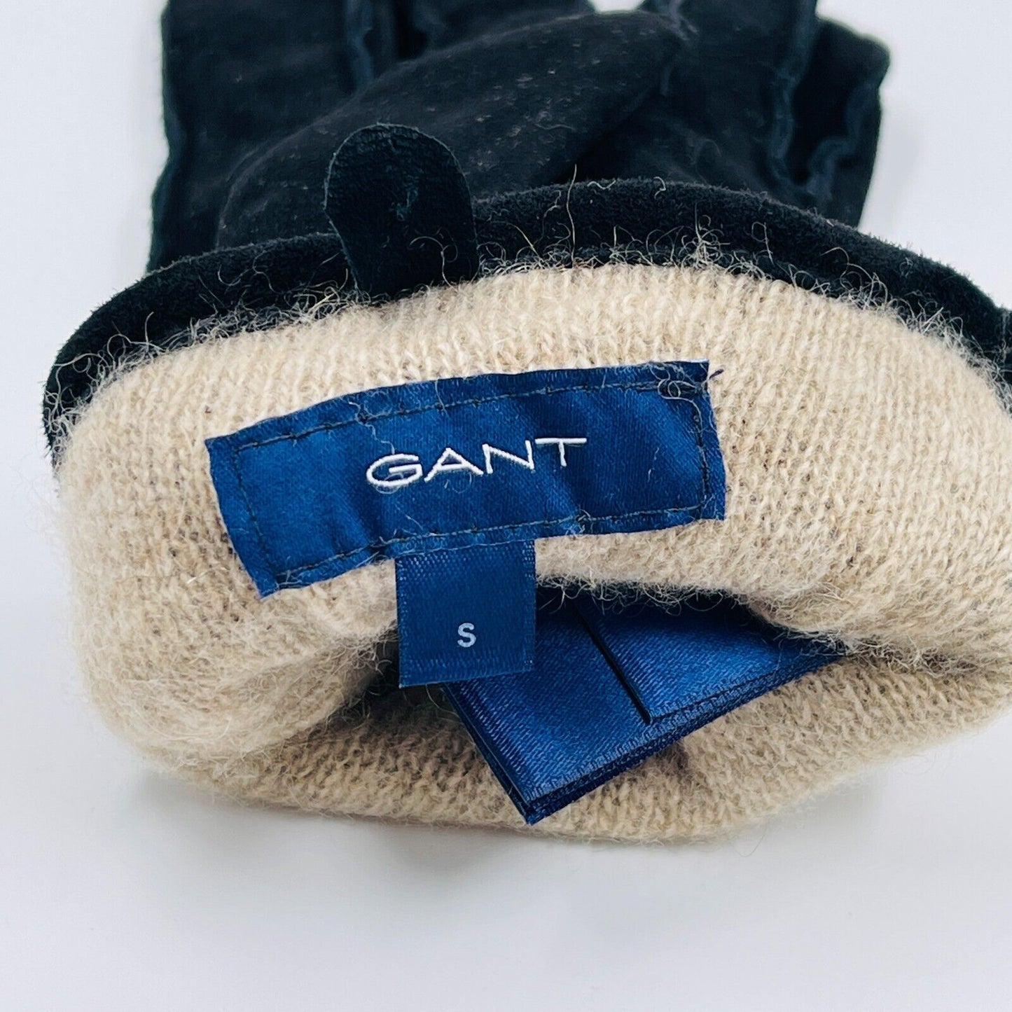 GANT Black 100% Suede Leather and Cashmere Wool Lining Women's Gloves Size S