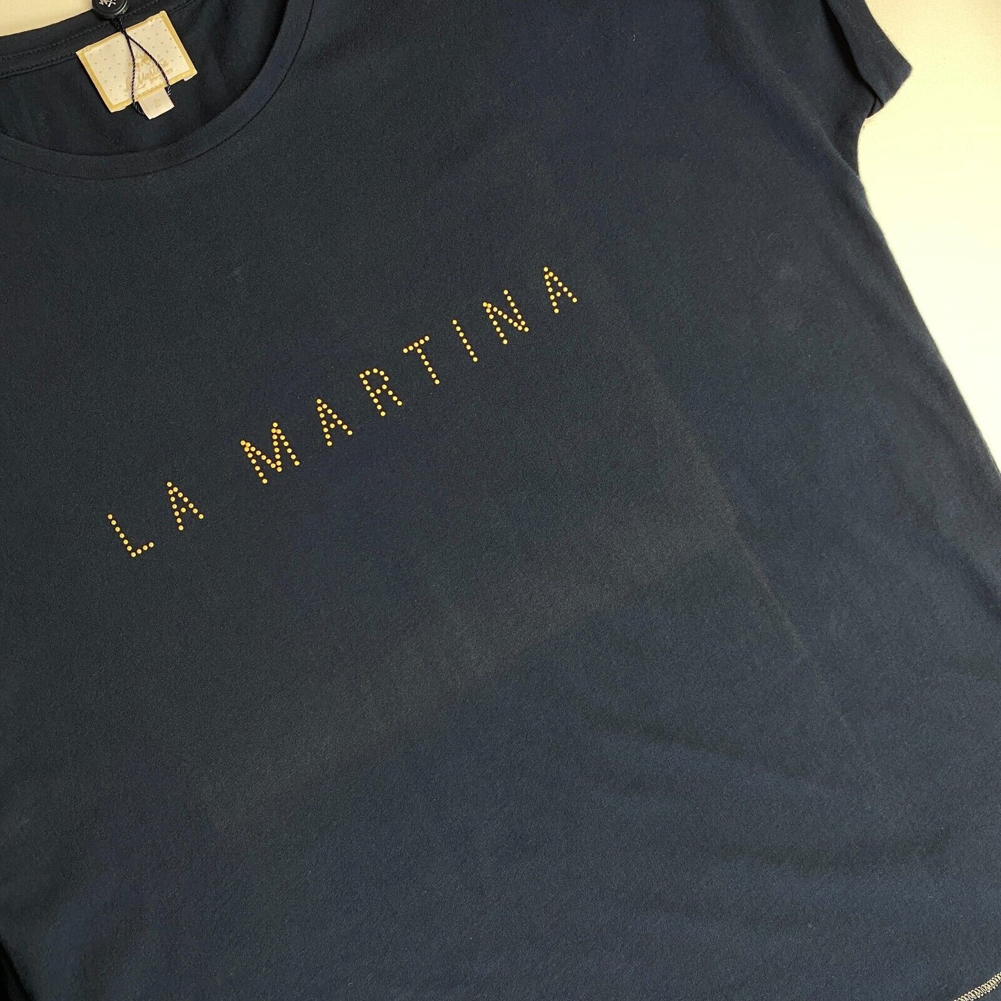 LA MARTINA Navy Blue Short Sleeves 100% Cotton Crew Neck T Shirt Size 2 - S