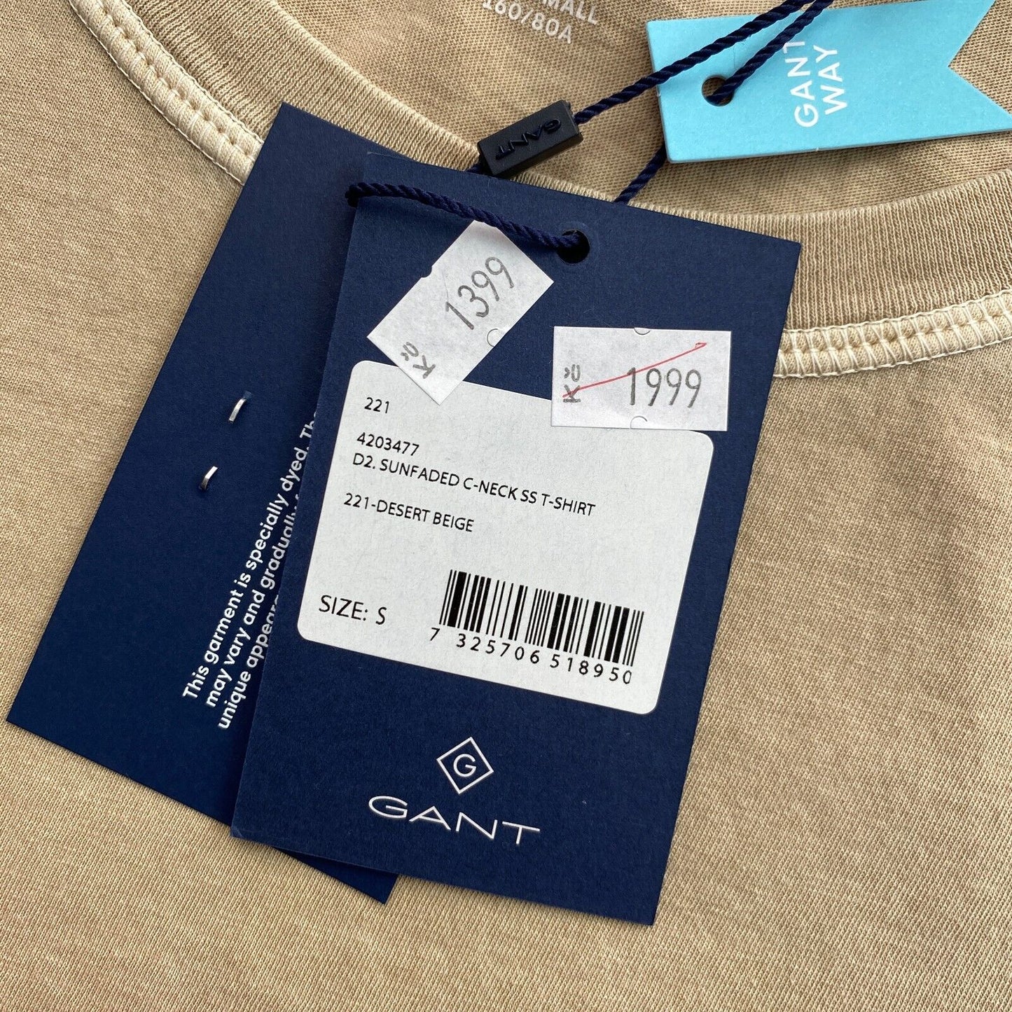 GANT T-Shirt mit Rundhalsausschnitt, sonnenverblasst, Braun, Größe S