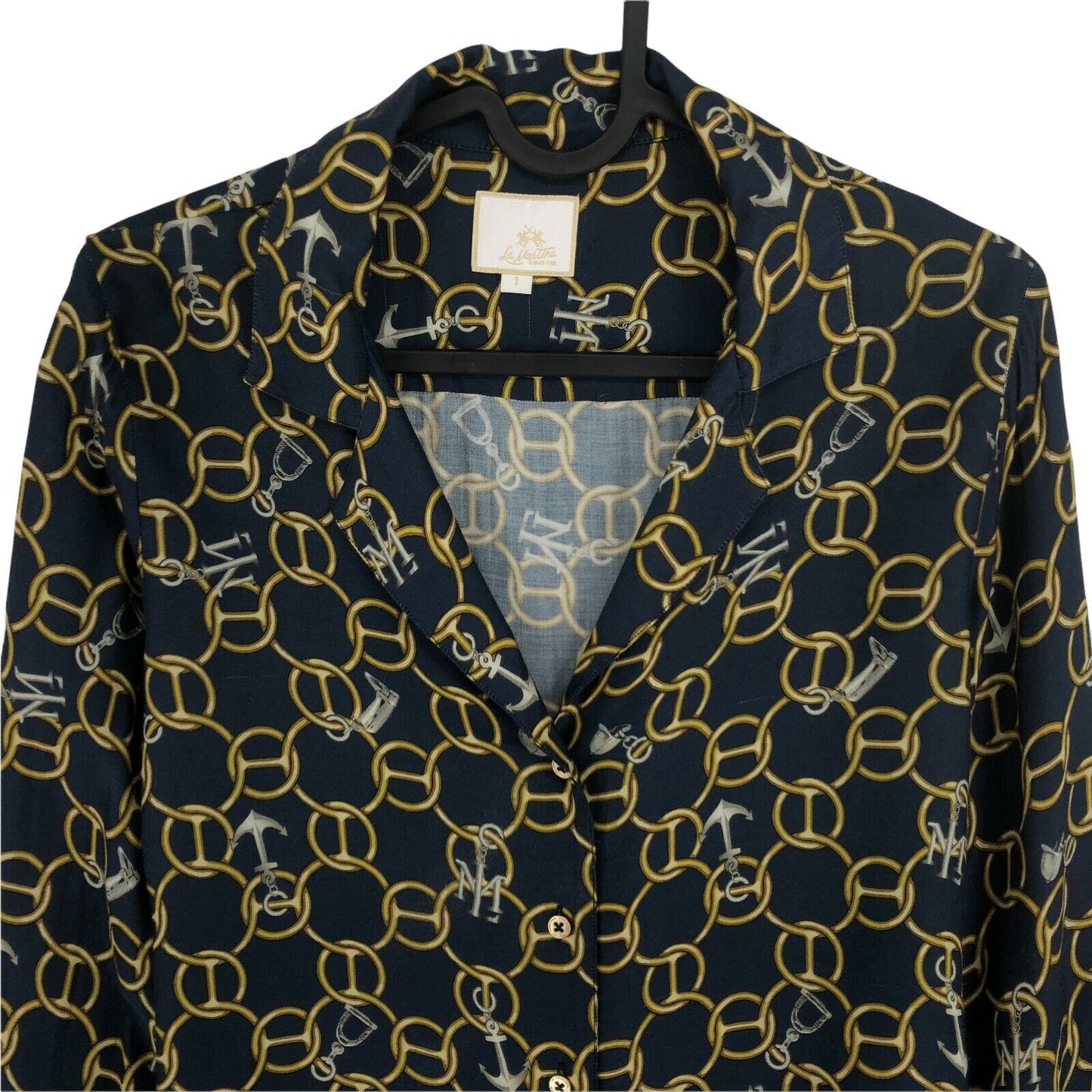 LA MARTINA Navy Blue Chains Print Shirt Size 1 / S