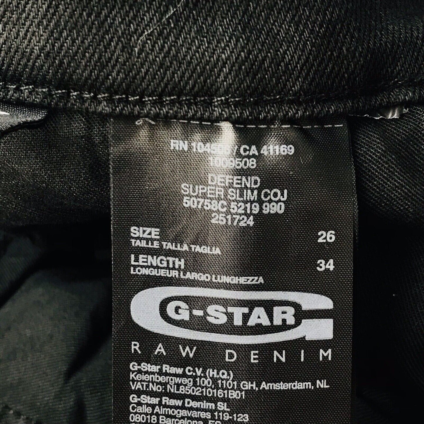 G-STAR RAW DEFEND COJ Women Black Super Slim Fit Jeans W26 L34