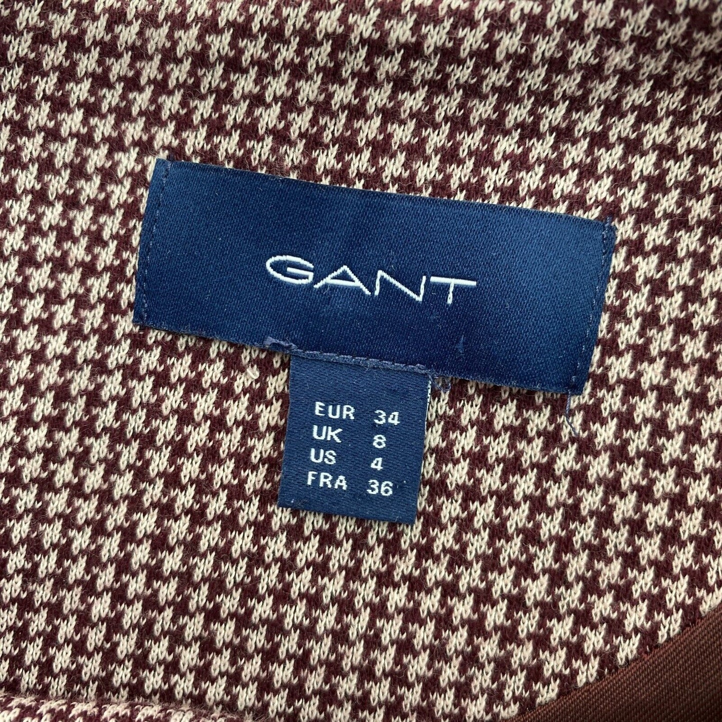 GANT Dunkelrotes Piqué-Jersey-Kleid, Größe EU 34, UK 8, US 4