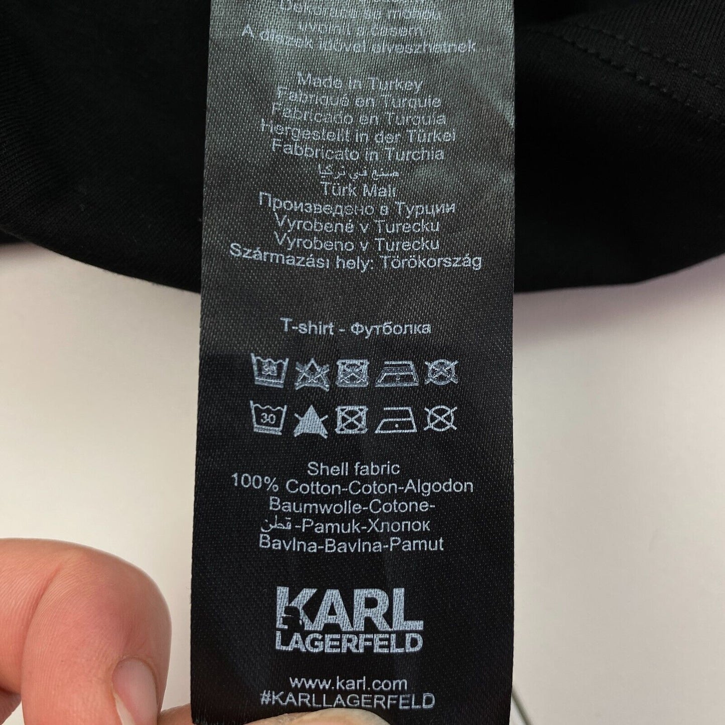 Karl Lagerfeld Schwarzes Ikonik Strass Karl Rundhals-T-Shirt Größe XS