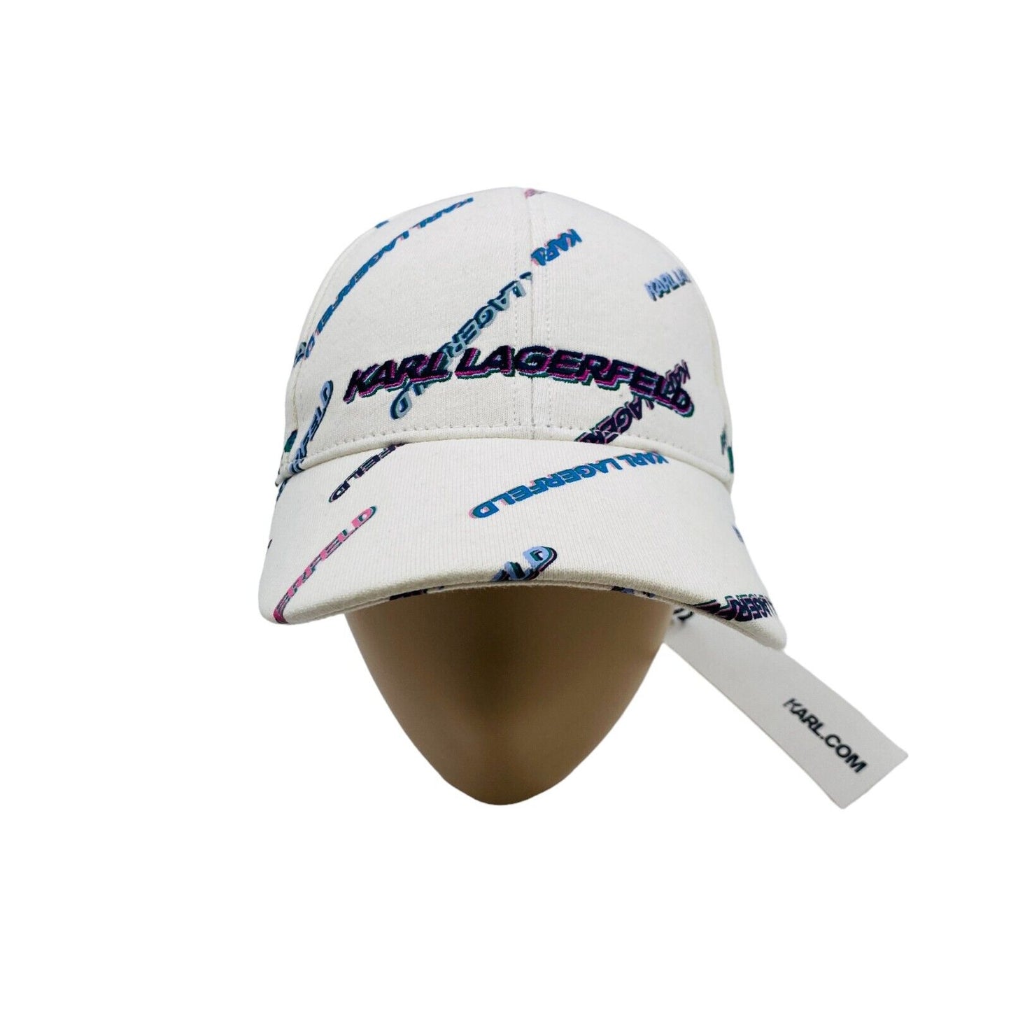 Karl Lagerfeld Women White Logo Baseball Twill Cap Hat One Size