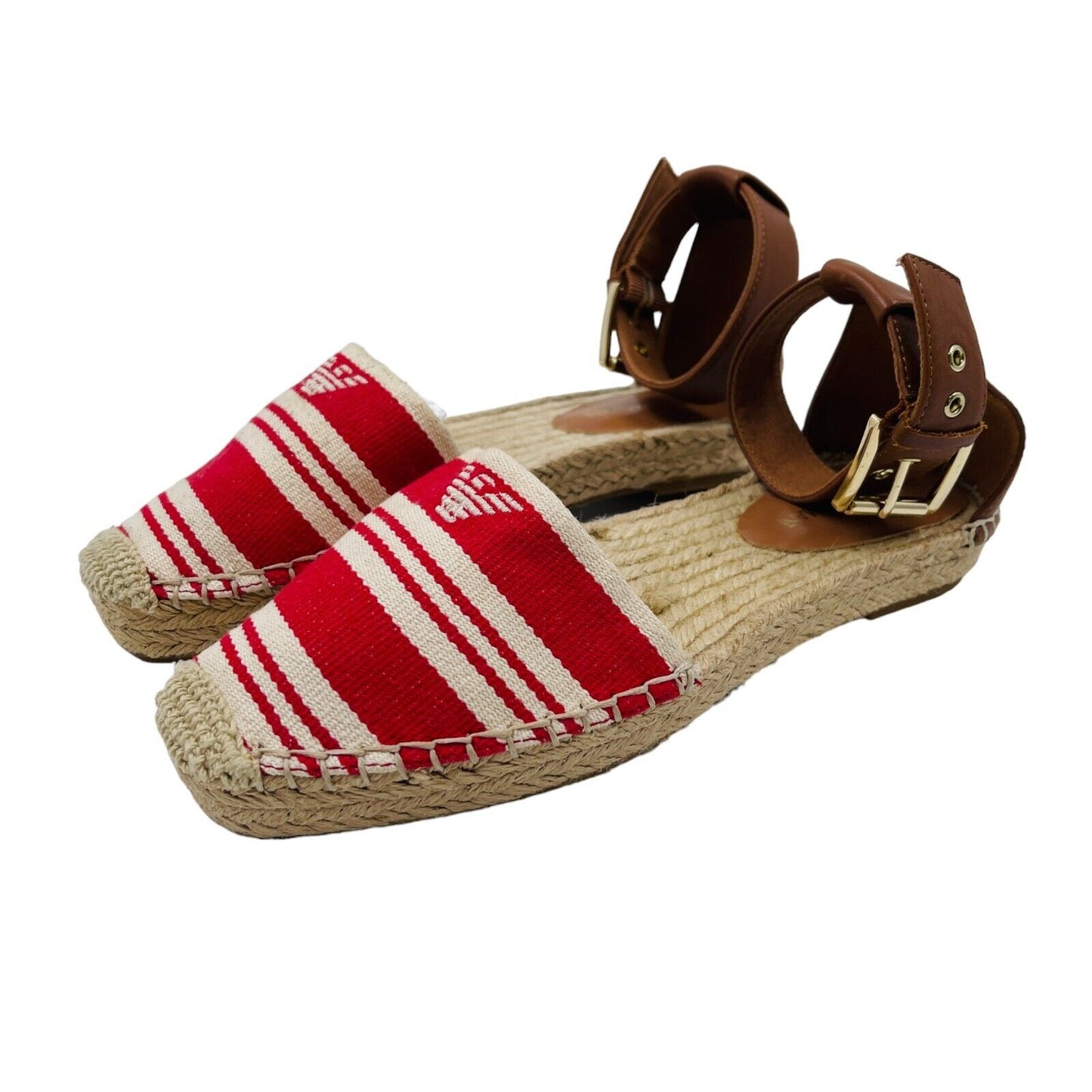 Emporio Armani Beige Red Espadrille Sandals Shoes EUR 37 UK 4 US 6