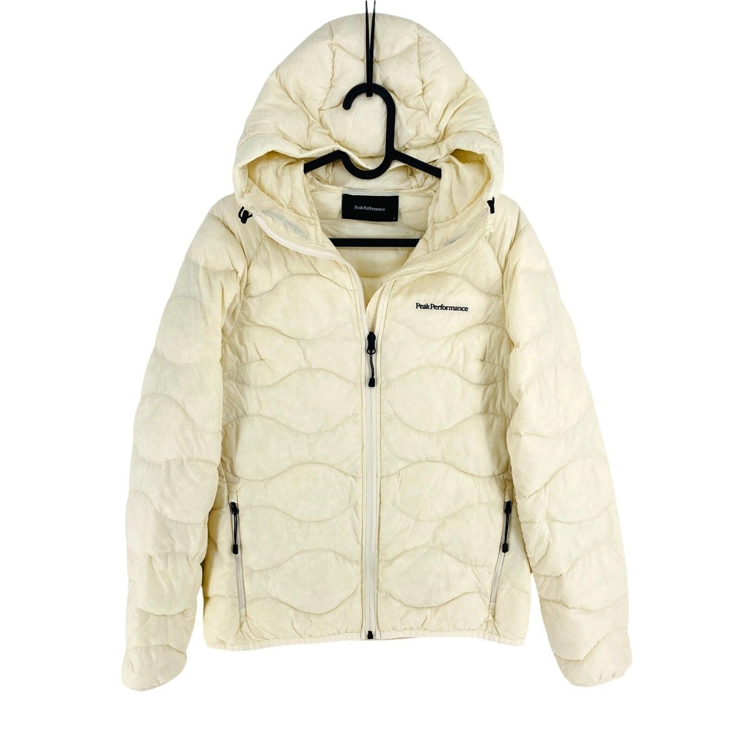 Peak Performance Women Beige Helium Down Hood Jacket Coat Size S