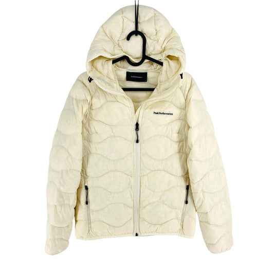 Peak Performance Women Beige Helium Down Hood Jacket Coat Size S