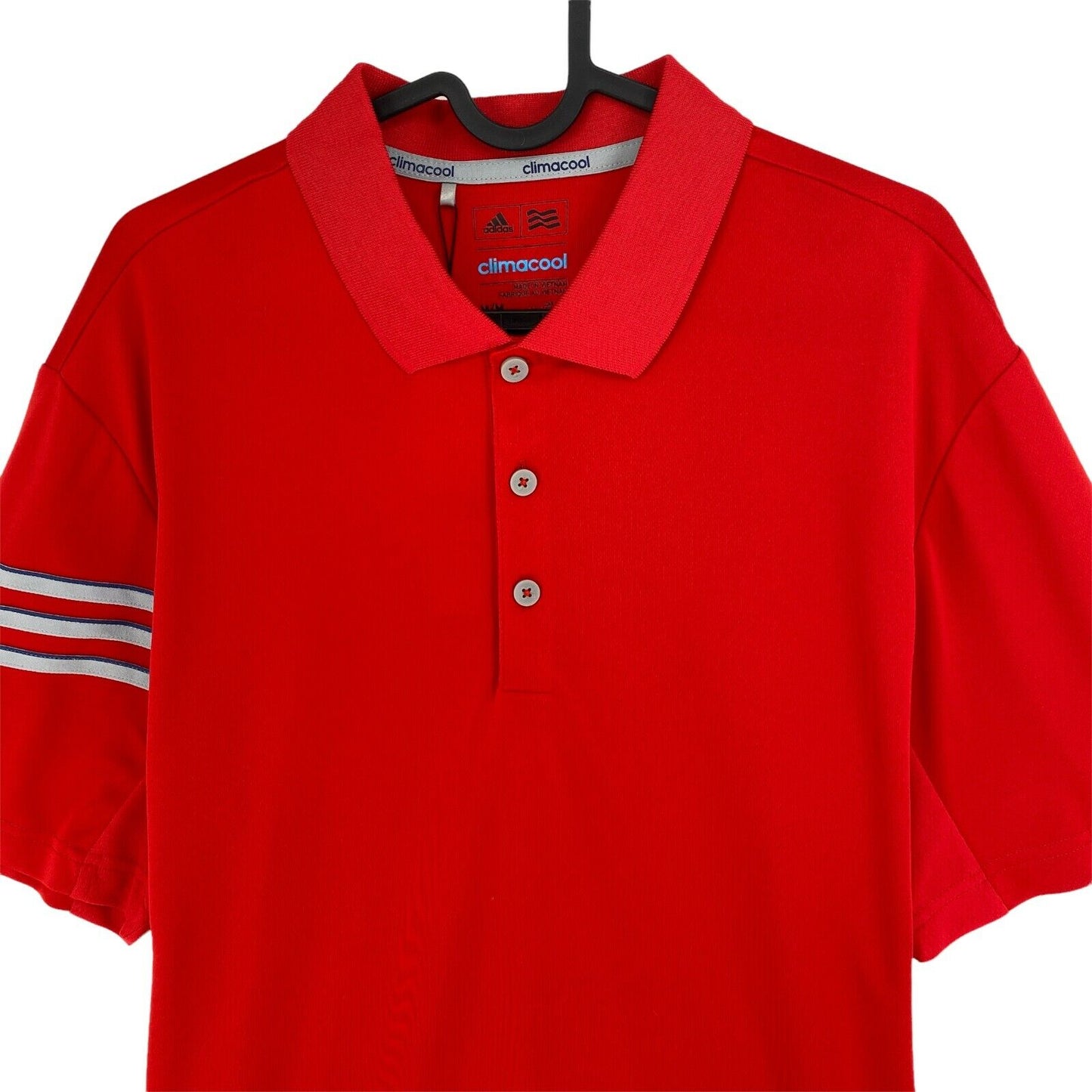 Adidas Golf Climacool Red 3 Stripe Polo Shirt Size M