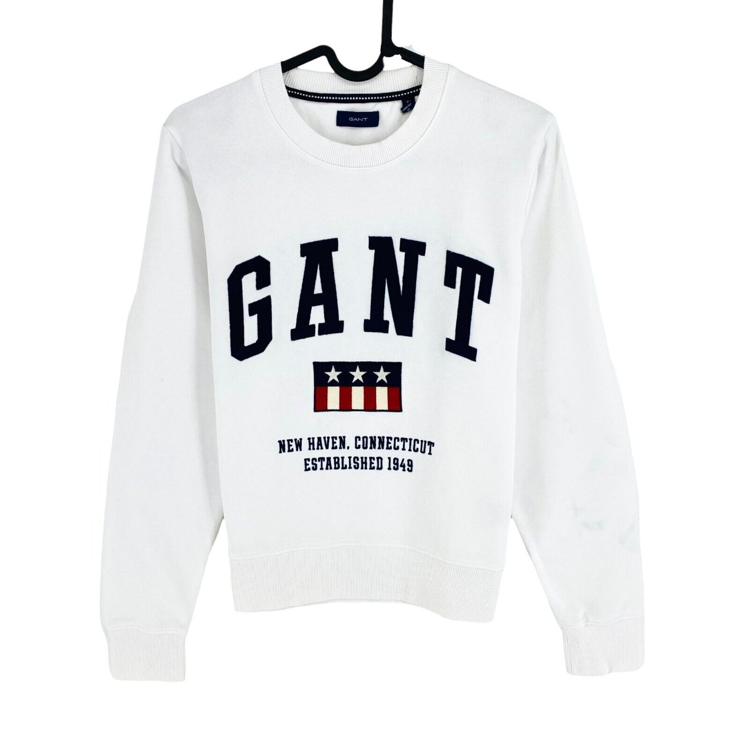 GANT White Flag Shield Crew Neck Pullover Sweater Size XS