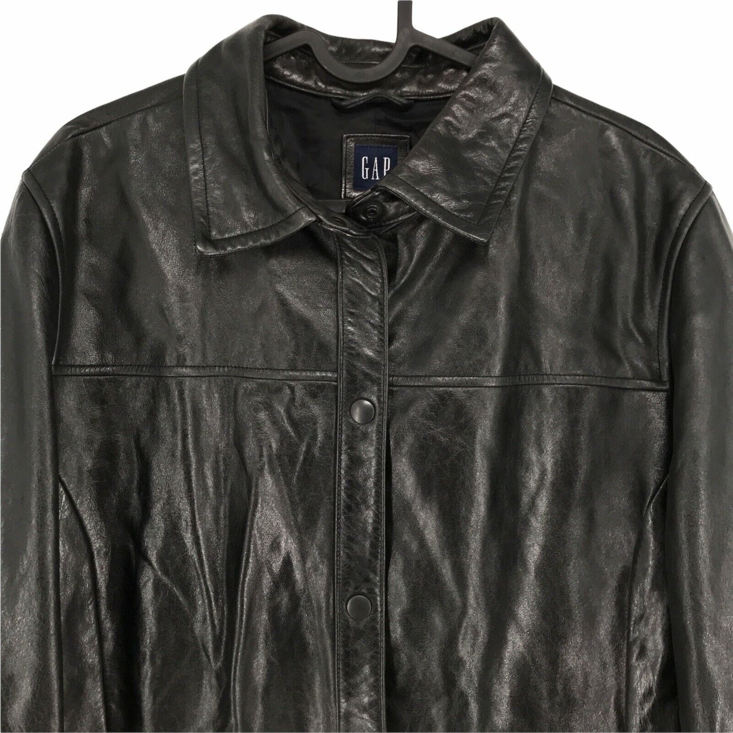 GAP Black 100% Leather Jacket Coat Size L