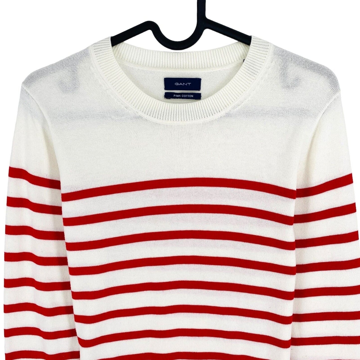 GANT Women White Striped Crew Neck Jumper Sweater Size XS