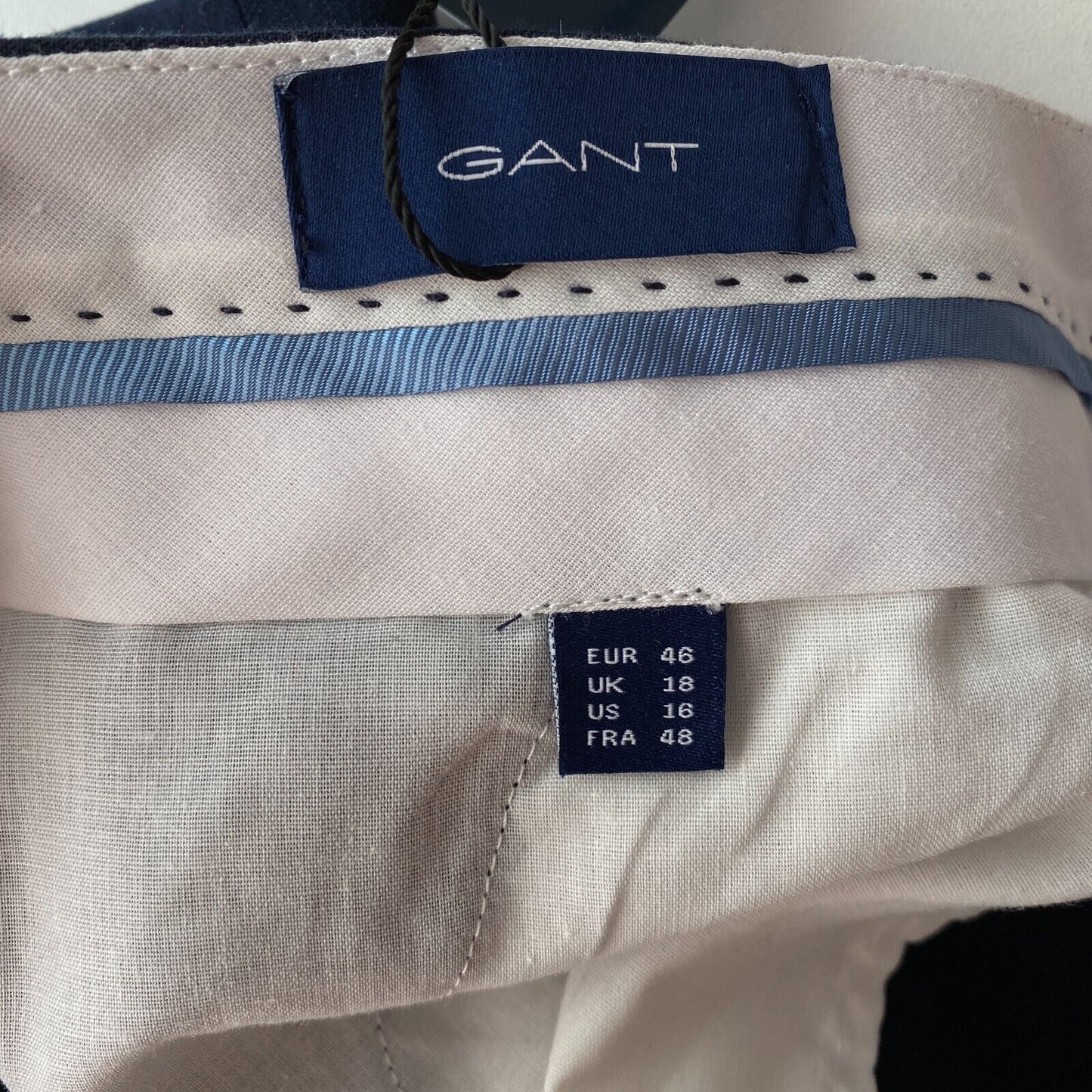 GANT Damen Dunkelblaue Slim Fit-Anzughose aus Leinenmischung EUR 46 UK 18 US 16 W36