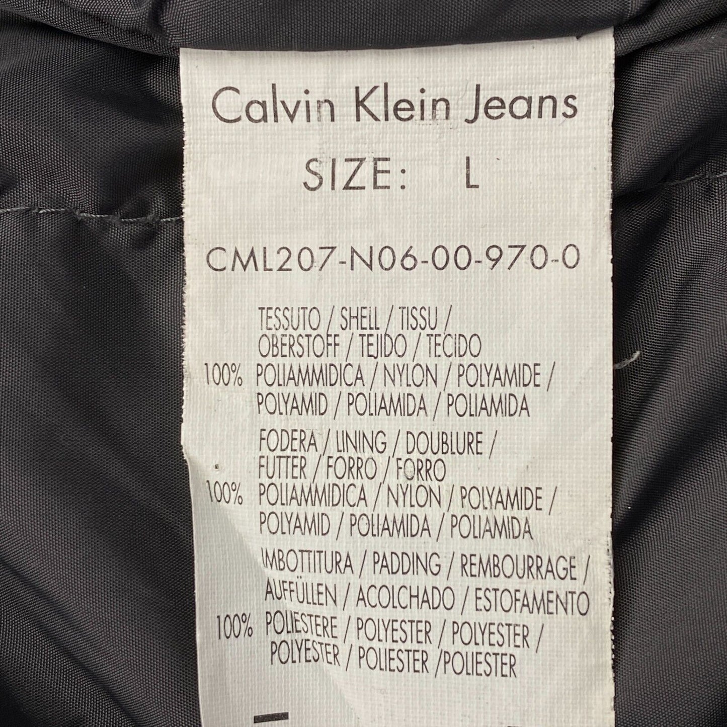 Calvin Klein Jeans Dark Grey Padded Jacket Size L