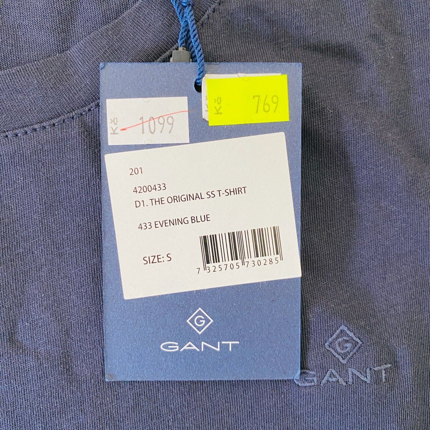 GANT Women Navy Blue Original Crew Neck T Shirt Size S