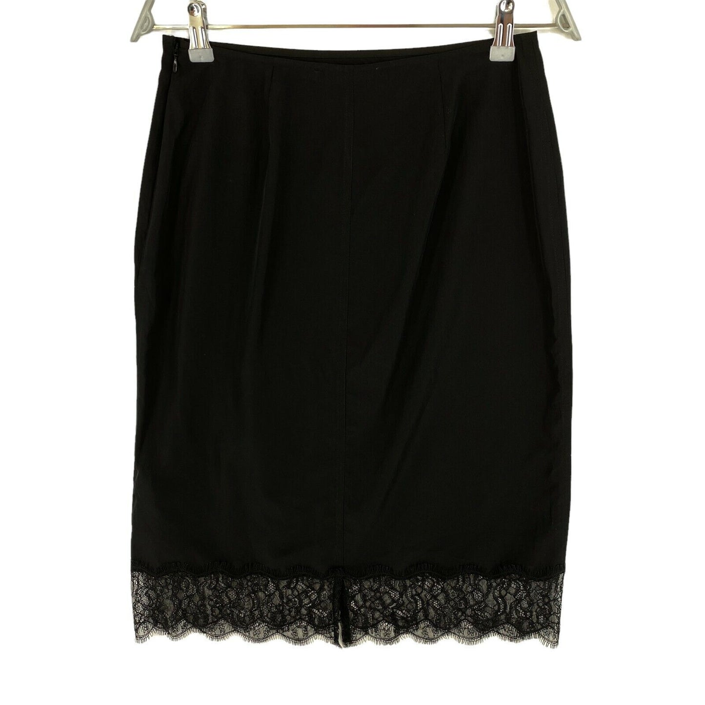 CALVIN KLEIN Black Slip With Lace Hem Skirt Size S