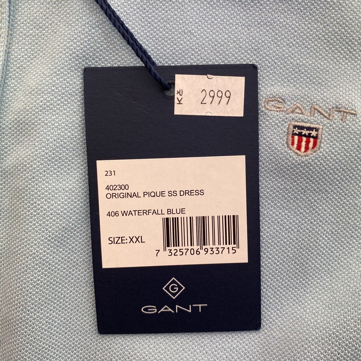 GANT Women Light Blue Original SS Pique Polo Dress Size 2XL XXL