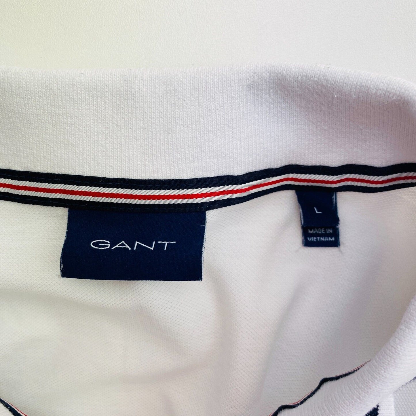 GANT Weißes Piqué-Rugger-Poloshirt mit Kragen, Größe L