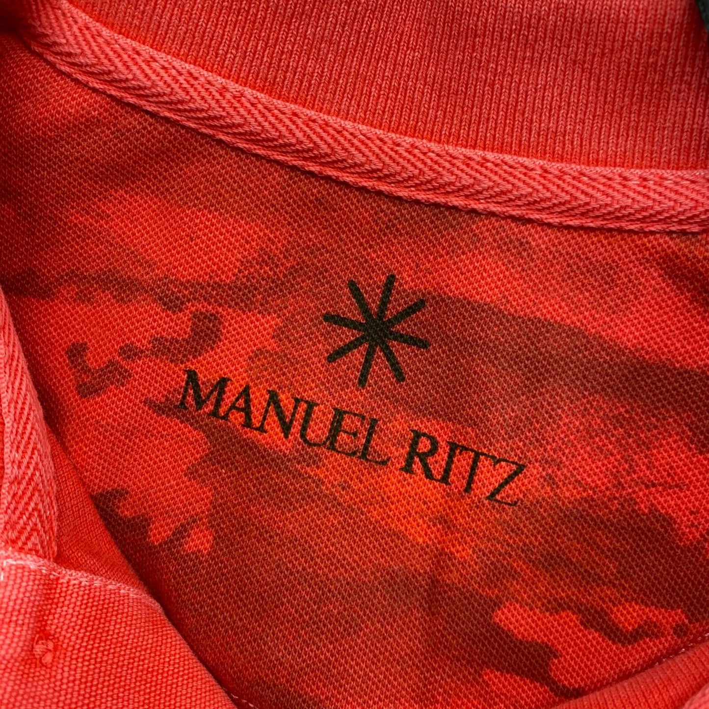 MANUEL RITZ Orange Pique Polo Shirt Size M