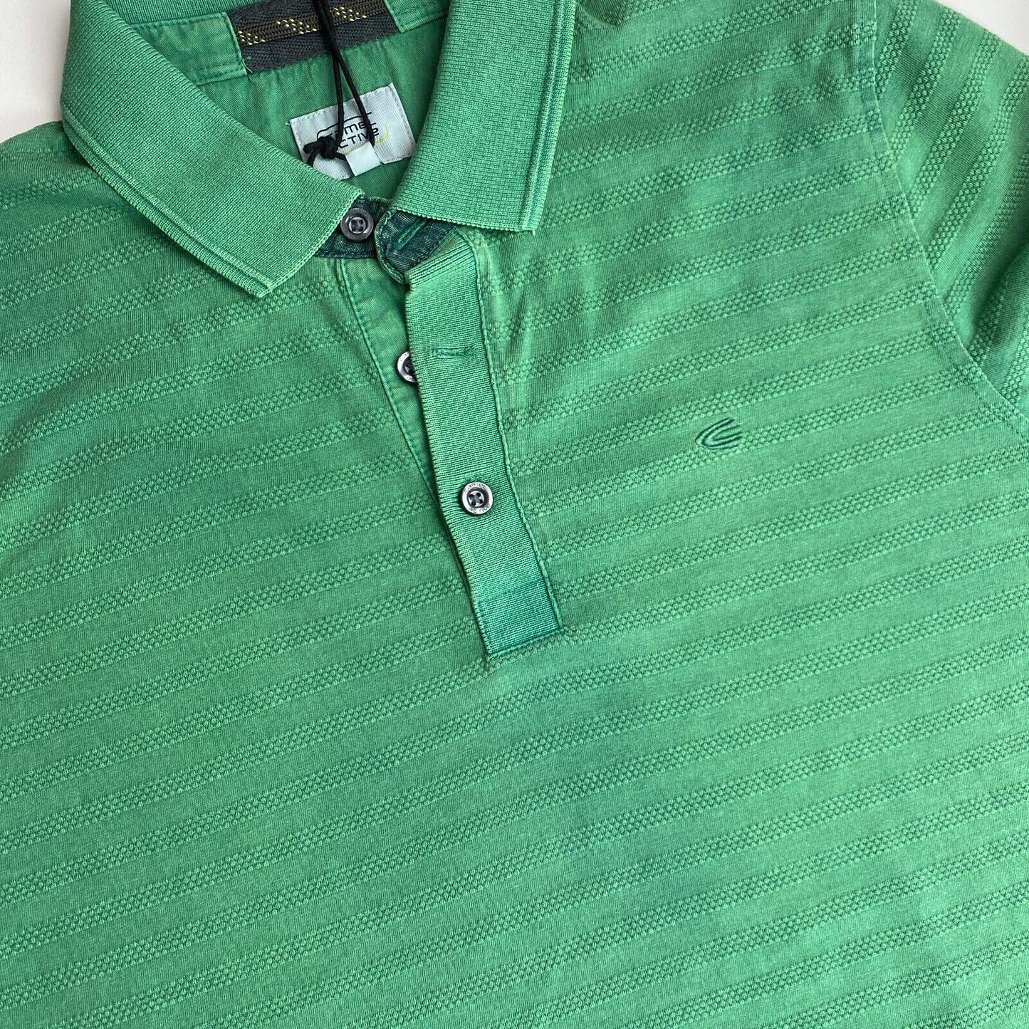 CAMEL ACTIVE Green Raw Dyed Texture Pique Polo Shirt Size M