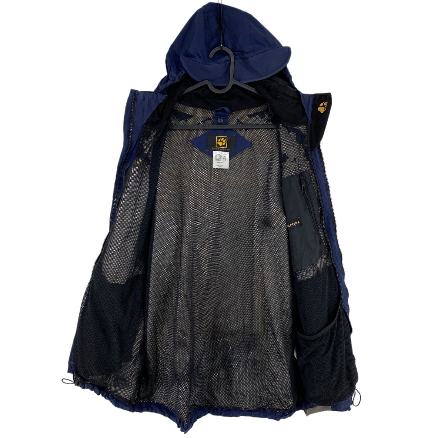 Jack Wolfskin Texapore Navy Blue Hooded Parka Jacket Coat Size L