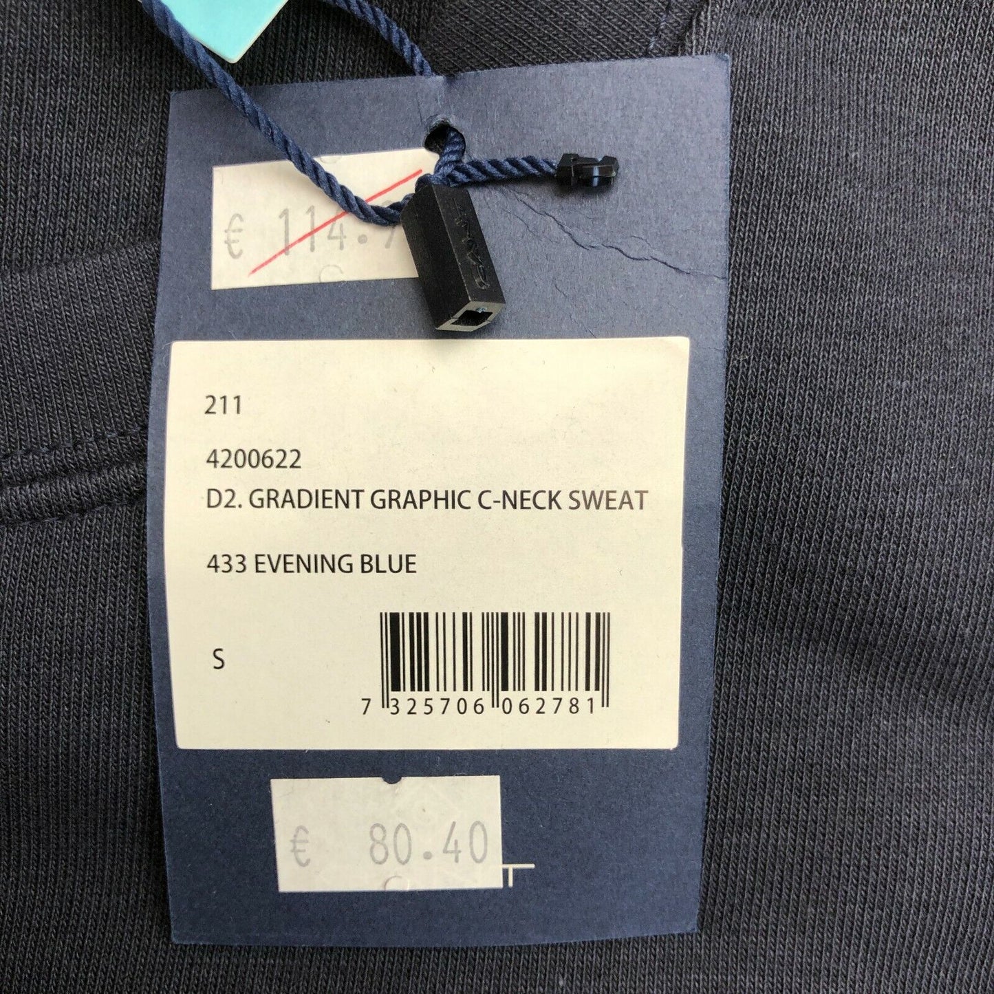 GANT Bleu Marine Dégradé Graphique Logo Crew Neck Jumper Pull Taille S