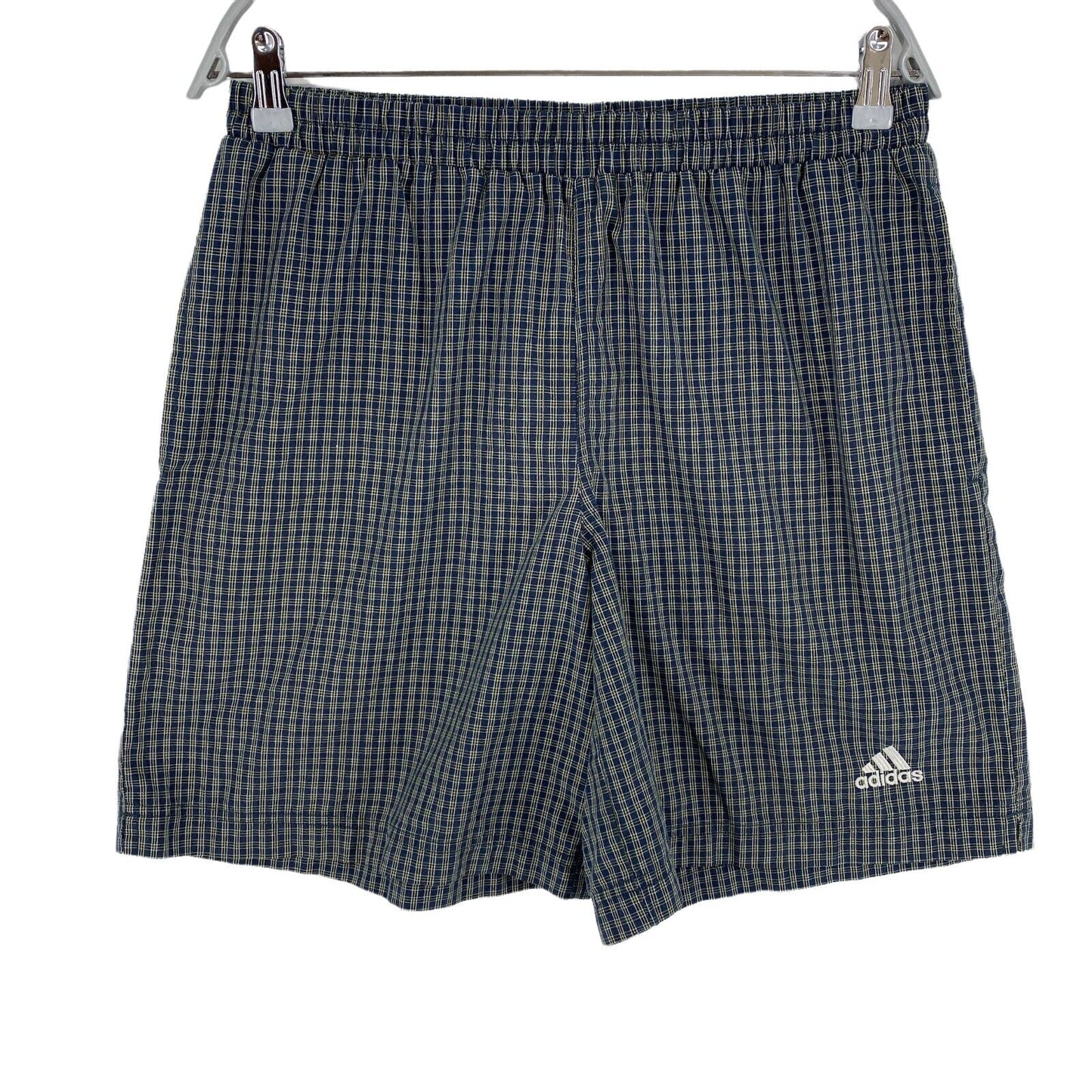 adidas Activewear-Shorts aus Baumwollmischung mit Karomuster, Grau, Größe S W26