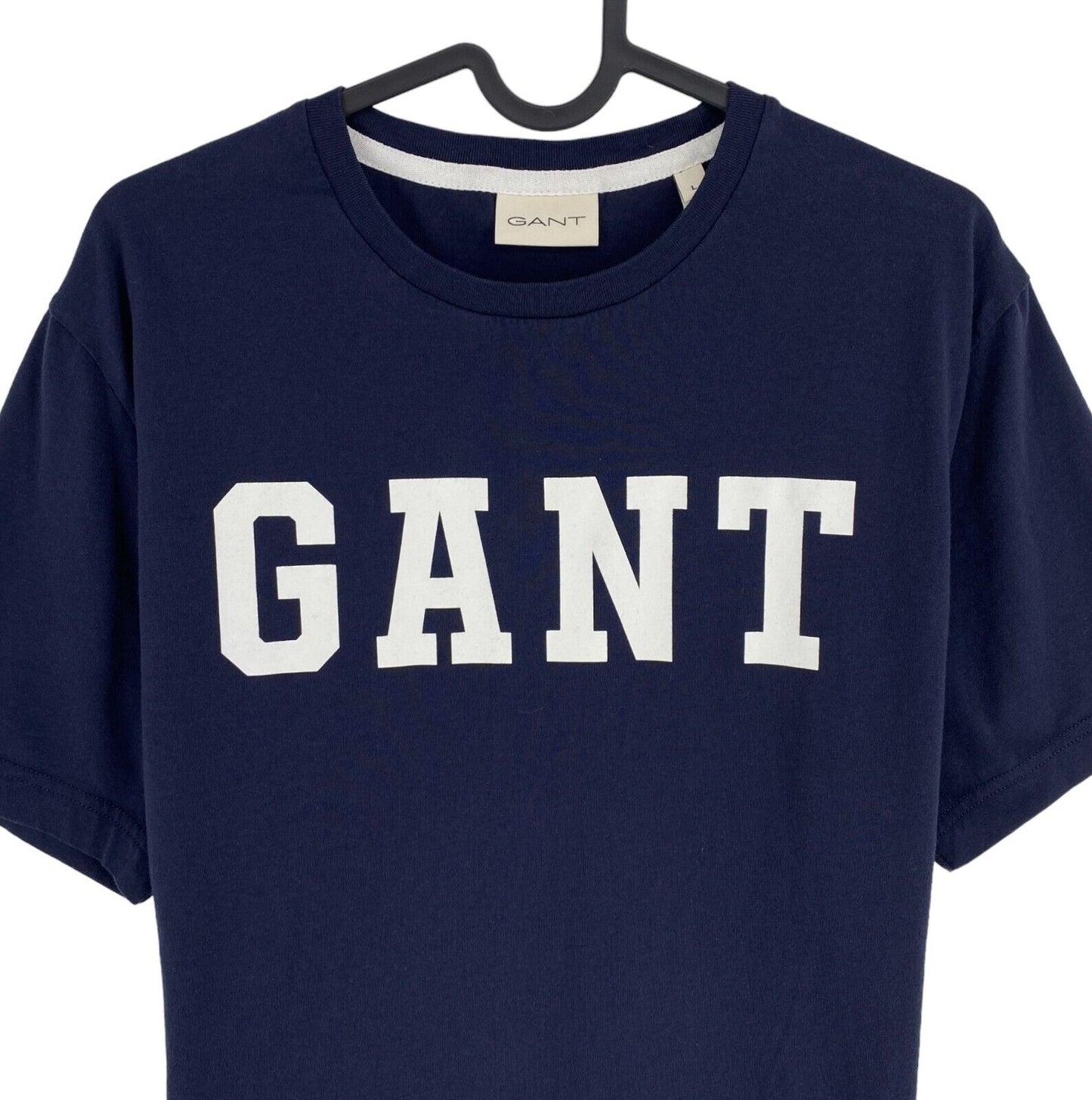 GANT Men Navy Blue Logo Crew Neck Short Sleeve T Shirt Size L