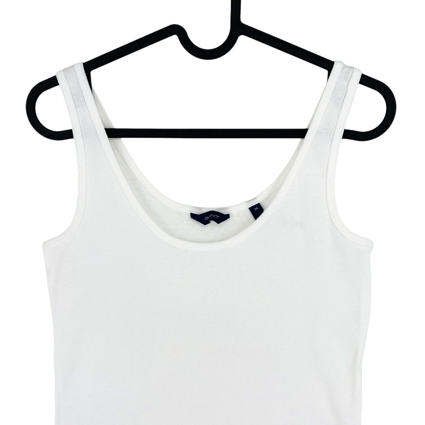 GANT Women White 1x1 Rib Tank Top Size M