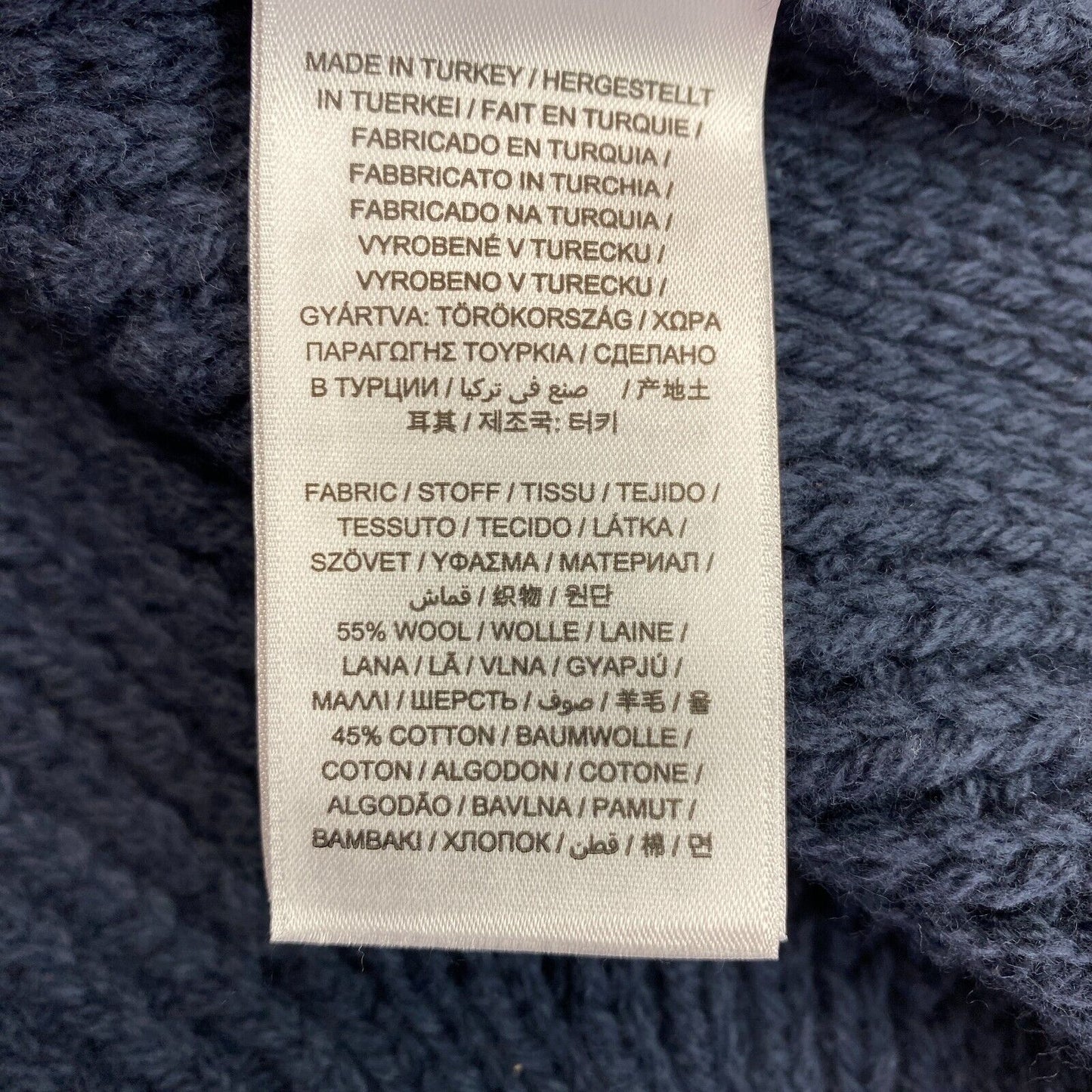 GANT Pullover mit Rundhalsausschnitt und grafischem Zopfmuster, Marineblau, Größe XS