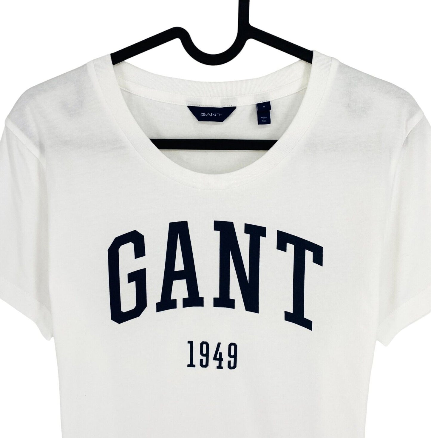 GANT Women White Logo Crew Neck SS T Shirt Size S