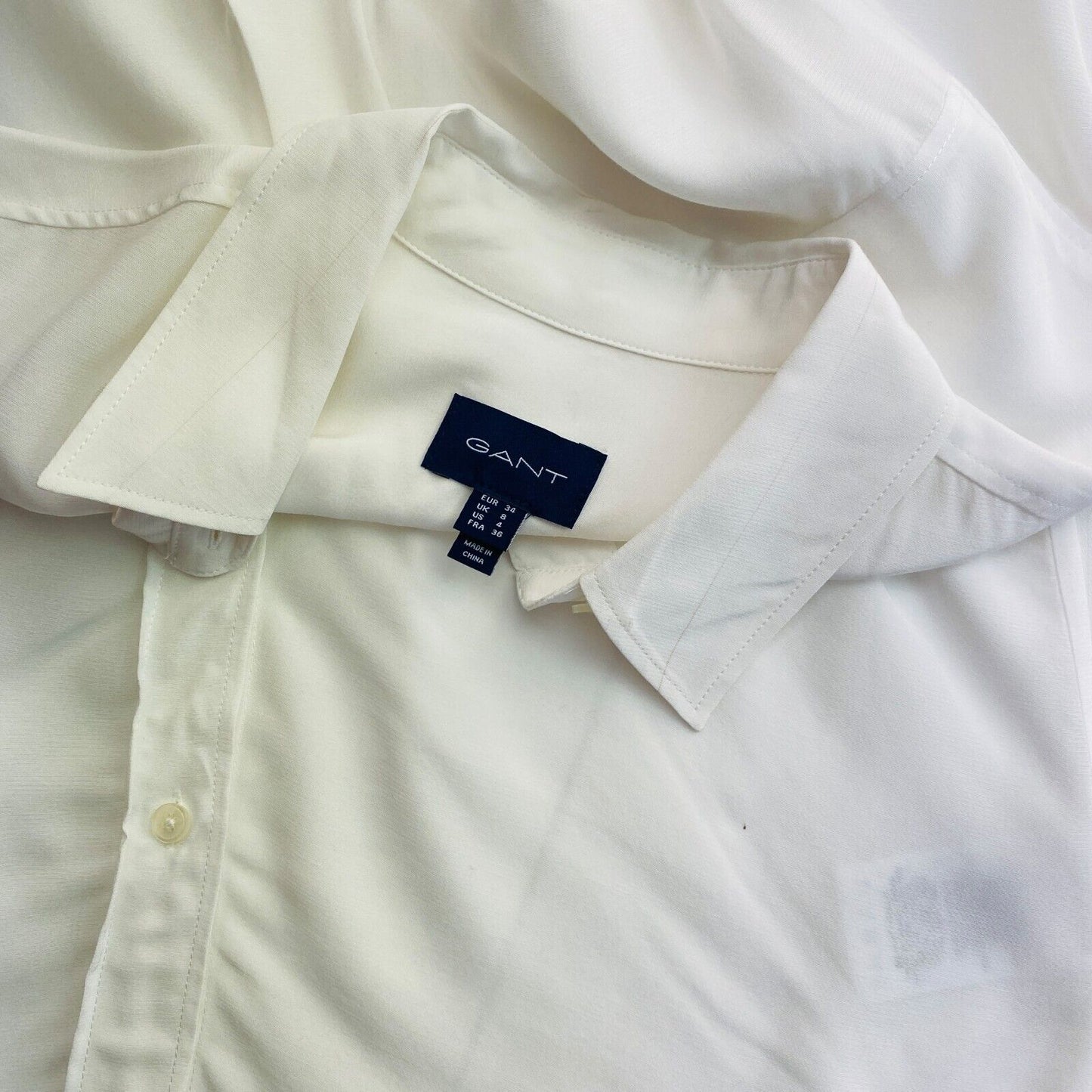 GANT White Solid Crepe Shirt Size EU 34 UK 8 US 4