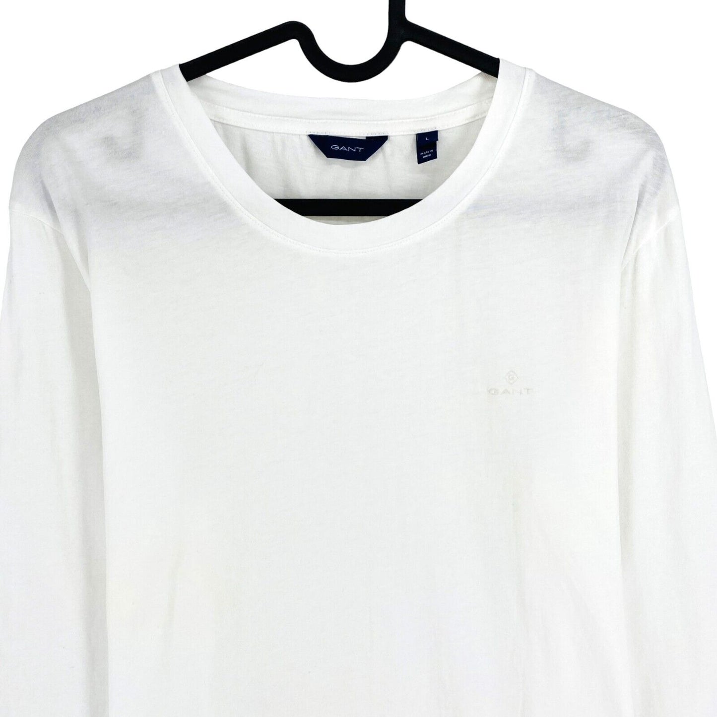 GANT Women White Solid Crew Neck Long Sleeves T Shirt Size XL