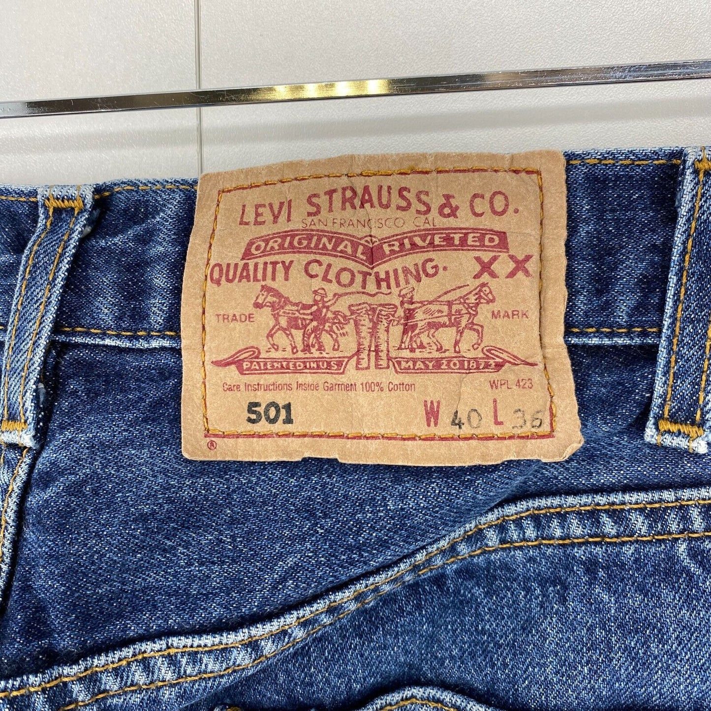 Vintage Levi's 501 Blue Original Regular Straight Fit Jeans W40 L26